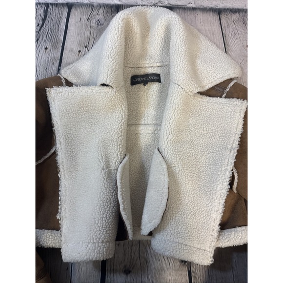 Adrienne Landau Faux Shearling Jacket Size Large In Camel - Picture 3 of 9